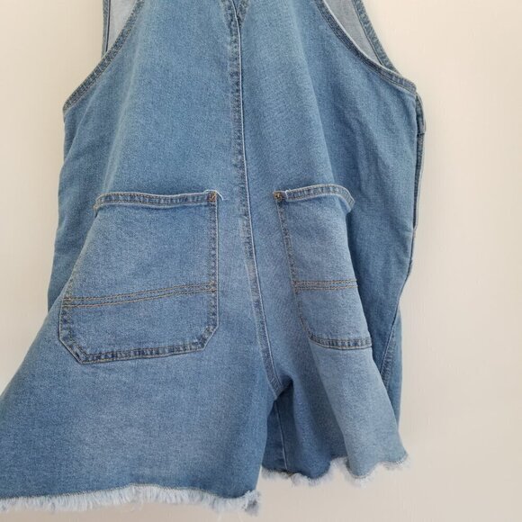 Women's Pride Rainbow Queen Shortall Bib Overalls Denim Light Wash Blue Sz M - Picture 11 of 14
